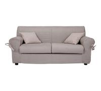 Divano 3 posti in tessuto sfoderabile imbottito 200 cm Tortora bordino Beige