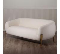 Divano 3 Posti in Tessuto Teddy con Piedi in Metallo Dorato - Stile Scandinavo