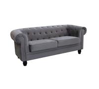 Divano 3 posti in Velluto Taupe Grigio Chesterfield