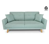 SAMIRA Divano 3 posti in tessuto vellutato verde tiffany piedi in legno mod. Cloe