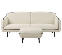 Divano 3 posti tessuto beige chiaro con ottomano TONSBERG