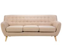Divano 3 posti tessuto beige e legno chiaro MOTALA