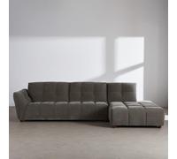 Divano 4-5 posti schienale reclinabile in velluto effetto verde-grigio