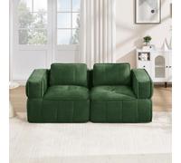 Divano a 2 posti, 198 x 93 x 67 cm, verde, divano modulare Boneless in | Divano imbottito senza montaggio, schiuma 32D ad alta densità, portata 400 kg, per soggiorno, appartamenti, piccoli spazi