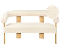 Divano a 2 posti Boucle bianco sporco e Marrone chiaro Ilbro