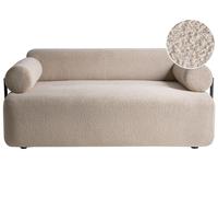 Divano a 2 posti con braccioli rotondi tessuto beige Elva