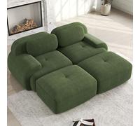 Divano a 2 posti con chaise longue in cord - Divano modulare senza cornice con imbottitura in poliuretano espanso a 32D, braccioli ergonomici e base antiscivolo - Divano ad angolo per soggiorno e