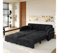 Divano a 2 posti estraibile queen size da 166 cm, divano letto 3 in 1 | con cuscini sfusi e tasche portaoggetti su entrambi i lati, divano in ciniglia con funzione letto