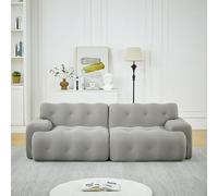 Divano a 2 posti, maglia 3D, braccioli larghi, decorazione con bottoni | Divano Cloud 224 cm, grigio, profondità della seduta 68 cm, senza montaggio, antiscivolo, per soggiorno, appartamenti