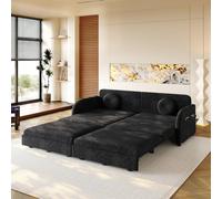 Divano a 3 posti estraibile king size da 206 cm, divano letto 3 in 1 | con cuscini sfusi e tasche portaoggetti su entrambi i lati, divano in ciniglia con funzione letto