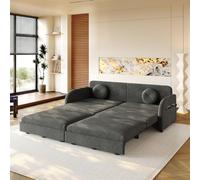 Divano a 3 posti estraibile king size da 206 cm, divano letto 3 in 1 | con cuscini sfusi e tasche portaoggetti su entrambi i lati, divano in ciniglia con funzione letto
