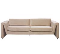 Divano a 3 posti imbottito in velluto beige con schienale imbottito Maunu