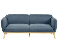 Divano a 3 posti in tessuto, con gambe affusolate in legno e rivestimento blu Lj