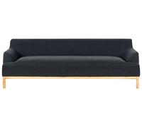 Divano a 3 posti in tessuto nero con gambe in legno Sosjo