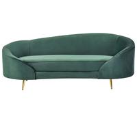 Divano a 3 posti velluto curvo stile glamour verde smeraldo e oro Savar