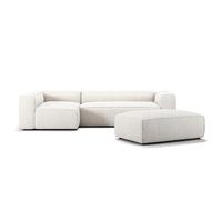 Divano A 4 Posti Decotique Grand, Divano Letto Aperto con Poggiapiedi Sinistro, Vapore/ Bianco
