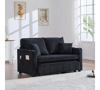 Divano a due posti con funzione di sonno, divano letto allungabile, pieghevole multifunzionale, con custodia, portabicchieri e 4 cuscini, piccoli divani per piccoli spazi, nero