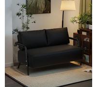 Divano A Due Posti, Divano In Similpelle, Seduta Profonda Moderna, Design Con Profondità Di Seduta Di 50 Cm, Divani A Due Posti In Stile Moderno Di Metà Secolo(Black,125cm)