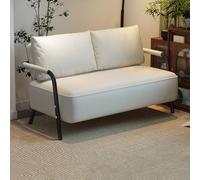 Divano A Due Posti, Divano In Similpelle, Seduta Profonda Moderna, Design Con Profondità Di Seduta Di 50 Cm, Divani A Due Posti In Stile Moderno Di Metà Secolo(White,125cm)