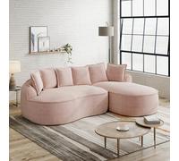 Divano a forma di L senza cornice modulare, comodo divano in chenille con seduta profonda, moderno divano chaise longue, extra grande, cuscini inclusi, ideale per il soggiorno, Rosa (Rosa, 3 posti