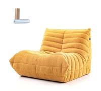 Divano a sacco in memory foam, Divani senza osso per soggiorno, piccolo divano componibile con schiuma ad alta densità e comfort per la lettura in camera da letto, Giallo