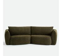 Divano a trapezio a 5 posti in ciniglia screziata, EDITH Verde 5 posti