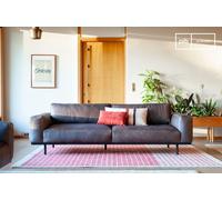 Divano a tre posti in pelle grigia Almond