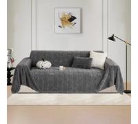 Divano a tre posti, rivestito in peluche sintetico, adatto per animali domestici, lussuoso, divano a forma di L.(Pumpkin Gray,180 x 380 cm)
