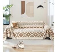 Divano a tre posti, rivestito in peluche sintetico, adatto per animali domestici, lussuoso, divano a forma di L.(Ab Sided Khaki,180 x 300 cm)