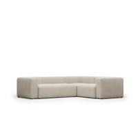 Divano ad angolo Blok 3 posti in ciniglia beige 290 x 230 cm/230 x 290 cm FSC Mix Credit