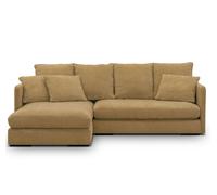 Divano ad angolo sinistro 4/5 posti in tessuto fiammato giallo ocra