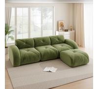 Divano ad angolo trasformabile,divano a compressione senza telaio,divano modulare a 2-4 posti,spugna ad alta densità 32D,tessuto in ciniglia,fondo antiscivolo,nessun assemblaggio richiesto (Verde,3 Se