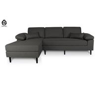 SAMIRA Divano angolare 3 posti con chaise longue sinistra mod. Washington (Tessuto, Grigio scuro)