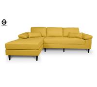 SAMIRA Divano angolare 3 posti con chaise longue sinistra mod. Washington (Tessuto, Giallo)