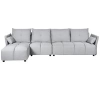 Divano angolare 4 posti grigio chiaro cuscini schienale imbottiti destro Tomra