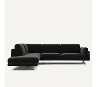 Divano angolare con chaise longue in velluto di ciniglia, César Nero angolo destro