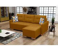 Divano angolare con funzione di sonno e spaziosa cassapanca - Comodo divano letto angolare con rivestimento facile da pulire, cuscino rimovibile e molto spazio per piccoli spazi, layout destro 228 x