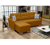 Divano angolare con funzione di sonno e spaziosa cassapanca - Comodo divano letto angolare con rivestimento facile da pulire, cuscino rimovibile e molto spazio per piccoli spazi, layout sinistro 228 x