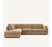 Divano angolare con meridiana in velluto stonewashed, César Beige angolo sinistro