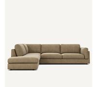 Divano angolare con meridiana in velluto stonewashed, César Grigio angolo sinistro