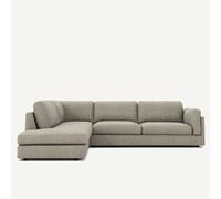 Divano angolare convertibile in tweed con chaise longue, César Beige angolo destro