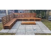 Divano angolare in legno con Pallet Bancali EUR EPAL arredamento mt 3,20 x 2,40