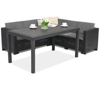 Divano angolare in technorattan con tavolo da giardino Colorado Comida 5 antracite Bica