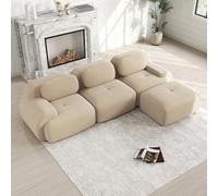Divano angolare in velluto a coste beige 298x178x70 cm, senza montaggio | Schiuma 32D monoblocco, braccioli extra-larghi, penisola angolare, base antiscivolo, 750 kg, senza montaggio, forma 72h-7j.