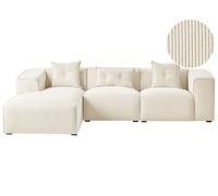 Divano Angolare Lato destro in Velluto Bianco sporco con Cuscini Dolva