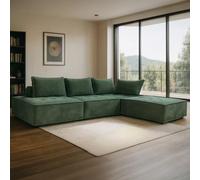 Divano angolare modulare 4 posti in velluto testurizzato