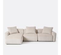 Divano angolare modulare sinistro a 3 posti in ciniglia jacquard, AMAD Grigio angolo sinistro