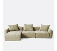 Divano angolare modulare sinistro a 3 posti in ciniglia jacquard, AMAD Verde angolo sinistro