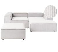 Divano angolare modulare velluto a coste bianco sporco 3 posti lato sinistro con pouf