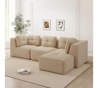 Divano angolare senza cornice, beige, modulare, non richiede montaggio
